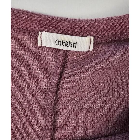 Cherish brushed velour knit pink slub sweater sz L /XL (?) Puff sleeve winter - Picture 4 of 6